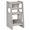 Qaba Toddler Kitchen Helper 2 Step Stool With Adjustable Height Platform And Safety Rail, Grey