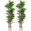 HOMCOM Faux Fiddle Leaf Fig Tree Set of 2, 5FT Fake Tree for Indoor Decor