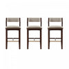 Patricia Modern Wood Upholstered Barstool in Linen - Set of 3