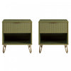 Dumbo Modern 20\" Fluted Nightstand in Olive Green (1-Drawer) - Set of 2