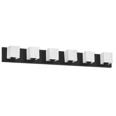 Dainolite Verona 6 Light Vanity Light Matte Black White Glass Shade Lamp|Lumière de coiffeuse Verona de Dainolite avec abat-jour en verre blanc, fini noir mat et 6 ampoules
