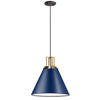 Dainolite Sonus 1 Light Pendant Cobalt Blue Aged Brass Accent Lamp