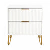 Dumbo Modern 20\" Fluted Nightstand in White (2-Drawer)