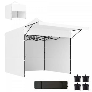 Outsunny 10' X 10' Pop Up Canopy Tent With Awning And Sidewalls, Upf50+
