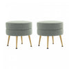 Bailey Mid-Century Modern Upholstered Accent Ottoman in Sage Green - Set of 2