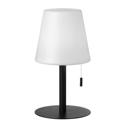 Dainolite Tinsley Table Lamp 2.5w Matte Black Finish White Shade Color Changing Bulb|Lampe de table Tinsley de Dainolite avec abat-jour blanc, fini noir mat et ampoule de 2,5 W de couleur changeante