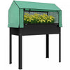 Outsunny Raised Garden Bed Planter with PE Greenhouse Cover, Black