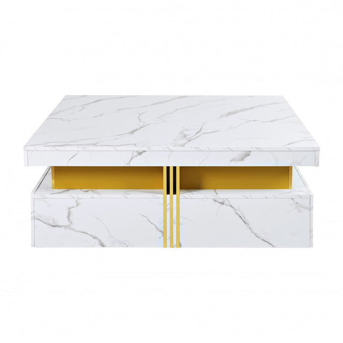 Marcia 33.5\" Square Engineered Wood Coffee Table With Storage Drawers, White