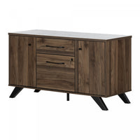 Helsy 2-drawer Credenza With Doors - Natural Walnut