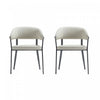 Belle Modern Metal Upholstered Dining Chair in Oatmeal - Set of 2
