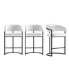 Augusta Modern Metal Upholstered Counter Stool in White - Set of 3