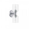 Dainolite Vienna 2 Light Incandescent Wall Sconce Polished Chrome Clear Ribbed Glass Lamp