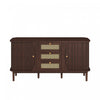 James 55.3\" Modern Minimalist Wood Cabinet with Sliding Doors and Adjustable Shelves,Dark Brown Accent Cabinet