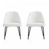 Gracie Modern Vegan Leather Metal Dining Chair in White and Black - Set of 2