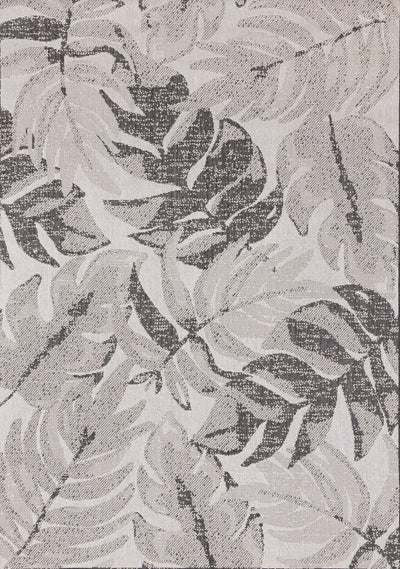 Jackson Grey White Botanical Leaves Rug, 7'10" x 10'6" Outdoor Area Rug | Tapis Jackson a feuilles botaniques gris et blanc, 7'10" x 10'6"