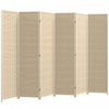 HOMCOM 6 Ft 6 Panel Room Divider, Folding Bamboo Privacy Screens, Natural