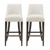 Beever Modern Chenille Wood Upholstered Barstool in Cream - Set of 2 Bar Stool
