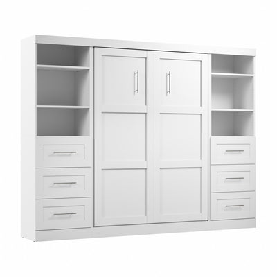 Bestar Pur Full Murphy Bed and Two Shelving Units with Drawers 109-Inch Wall Bed - White|Lit double escamotable mural Pur de Bestar de 109 po avec 2 meubles à tablettes et tiroirs - blanc