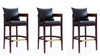 Ritz Mid-Century Modern Wood Upholstered Barstool in Black - Set of 3