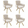 Timothy Velvet Swivel Dining Chairs with Tufted Upholstered and Metal Legs Set of 4, Glod