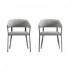 Belle Modern Metal Upholstered Dining Chair in Stone Gray - Set of 2