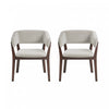 Blake Modern Faux Mohair Wood Armchair in Greige - Set of 2 Dining Chair