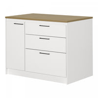 Myro Kitchen Island With Door And Drawers - White And Maple Nutmeg