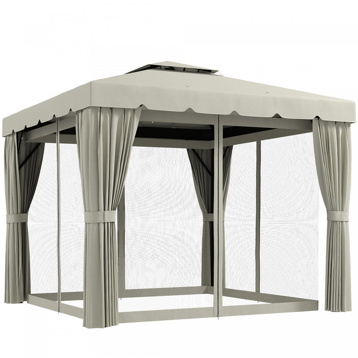 Outsunny 10' X 10' Outdoor Patio Gazebo W/ Sidewalls, Cream White