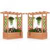 Costway 2 Pcs Raised Garden Bed With Trellis & Hanging Roof Drainage Elevated Planter Box