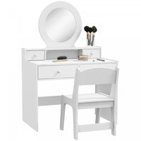Qaba Kids Vanity Set, Children Dressing Table With Mirror, Kids Makeup Table With Stool And Storage