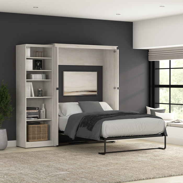 Bestar Key West Full Murphy Bed with Closet Organizer (88 W) - Linen White Oak