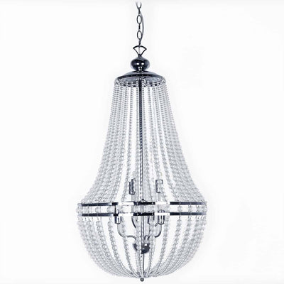 Dainolite Dawson 6 Light Chandelier Polished Chrome Finish Clear Beads Lamp|Lustre Dawson de Dainolite avec perles transparentes, fini chromé poli et 6 ampoules