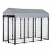 Pawhut 8' X 4' X 6' Large Outdoor Dog Kennel Steel Fence With Uv-resistant Oxford Cloth Roof & Secure Lock