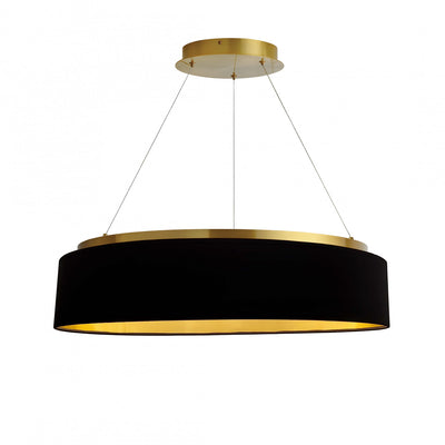 Dainolite Circulo Chandelier 34w Aged Brass Black/Gold Shade Lamp|Lustre Circulo de Dainolite avec abat-jour noir et doré, fini laiton vieilli et ampoule de 34 W
