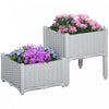 Outsunny 2 Piece Raised Garden Bed PP Raised Flower Bed Light Grey