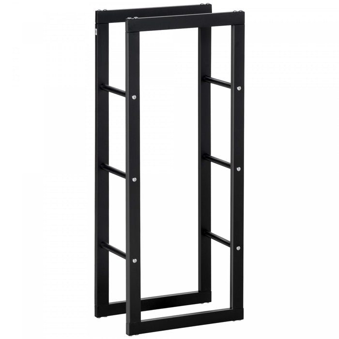 Homcom Firewood Rack Log Holder Fireplace Storage Rack With Handles And 220 Lbs. Weight Capacity, 15.7\" X 9.8\" X 39.4\", Black