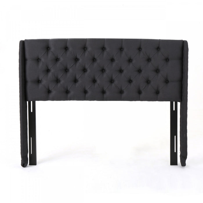 Hansen Upholstered Wingback Headboard With Button Tufting,king Size,black