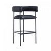 Onda Contemporary Vegan Leather Metal Upholstered Barstool in Black
