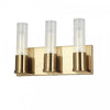 Dainolite Tube 3 Light Vanity Light Aged Brass Clear Fluted Glass Lamp