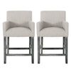 Griffith 26\" Seat Height Counter Stools Set Of 2 With Upholstered Fabric And Solid Wood Legs, Light Grey
