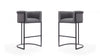 Cosmopolitan Mid-Century Modern Metal Upholstered Barstool in Gray - Set of 2 Bar Stool