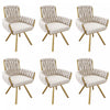 Timothy Velvet Swivel Dining Chairs with Tufted Upholstered and Metal Legs Set of 6, Glod