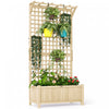 Outsunny Wood Planter with Trellis Privacy Screen Narural Wood