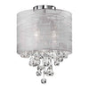 Dainolite Tahnee 2 Light Crystal Flush Mount Polished Chrome Silver/grey Organza Shade Lamp