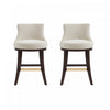 Lucia Modern Chenille Wood Counter Stool in Natural - Set of 2