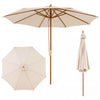Costway 9 FT Patio Umbrella with Adjustable Height Rope Pulley Lift Vented Top 8 Sturdy Ribs Beige