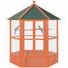 Pawhut Bird Cage, 70\"h Wooden Parrot Cage, Large Hexagonal Outdoor Aviary With Asphalt Roof, Doors, Brown