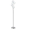 Dainolite Budding Branch 5 Light Floor Lamp Satin Chrome Finish White Glass