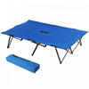 Outsunny 76\" Two Person Folding Camping Cot With Carrying Bag, Blue