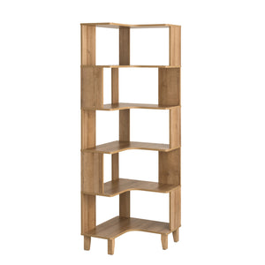 Prepac Nordik Corner Bookcase - Natural Oak